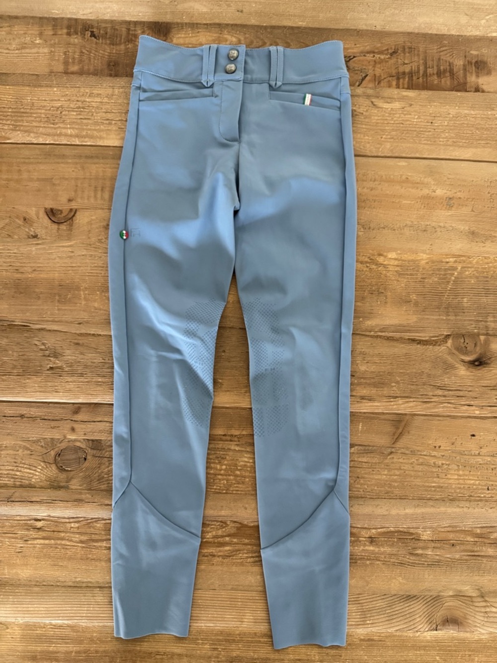 For Horses Poppy Steel Light Blue Equestrian Breeches with Knee Grip size 12